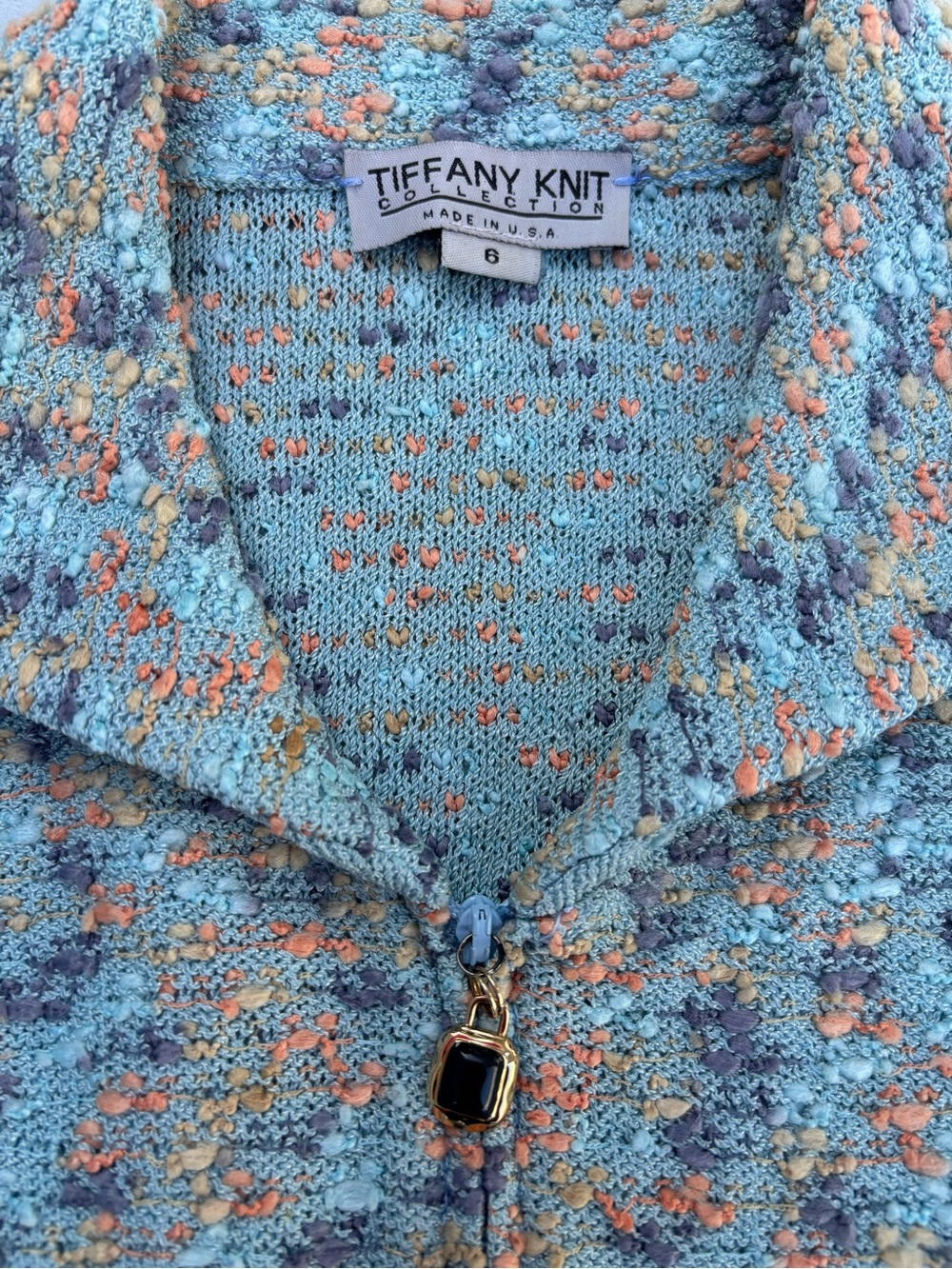 Tiffany & Co. Blue Multi Bouclé Zip Jacket - Picture 2 of 9